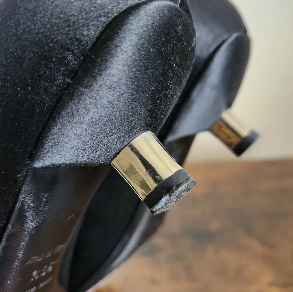 Prada Black Satin Bow Kitten Heels 6.5 - Picture 10 of 11